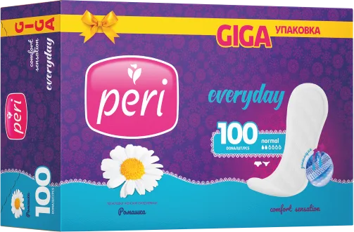 Гигиенические ежедневные прокладки PERI 100 шт Ромашка — оптом на salfetki.kz