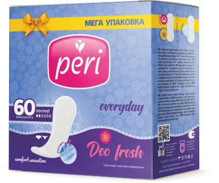 Гигиенические ежедневные прокладки PERI 60 шт Део — оптом на salfetki.kz