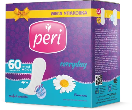 Гигиенические ежедневные прокладки PERI 60 шт Ромашка — оптом на salfetki.kz