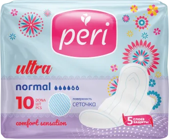 Гигиенические прокладки PERI Ultra Normal 10 шт сеточка — оптом на salfetki.kz
