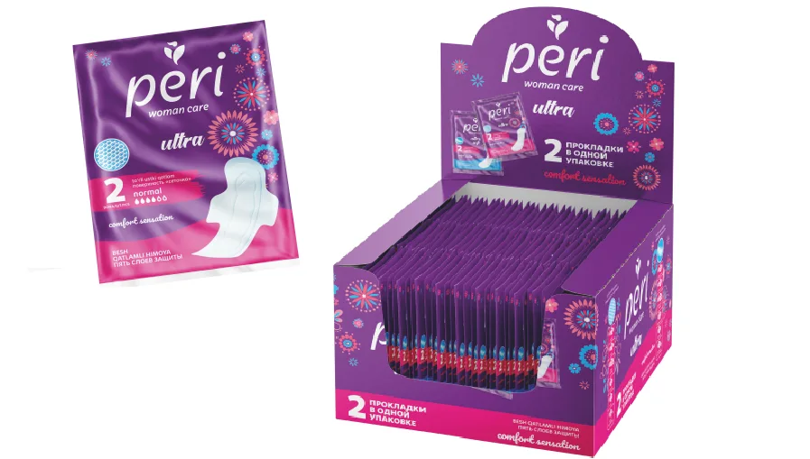 Гигиенические прокладки Peri Ultra Normal 2 шт — оптом на salfetki.kz