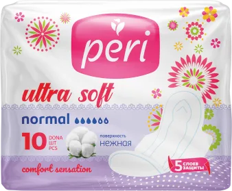 Гигиенические прокладки PERI Ultra Normal Soft 10 шт хлопок — оптом на salfetki.kz