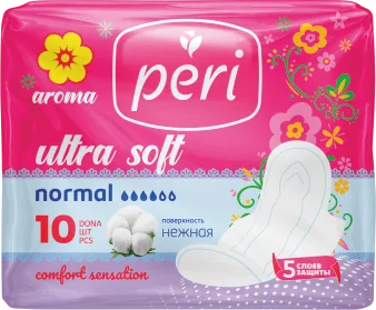 Гигиенические прокладки PERI Ultra Normal Soft Aroma 10 шт. (хлопок)_1057 — оптом на salfetki.kz