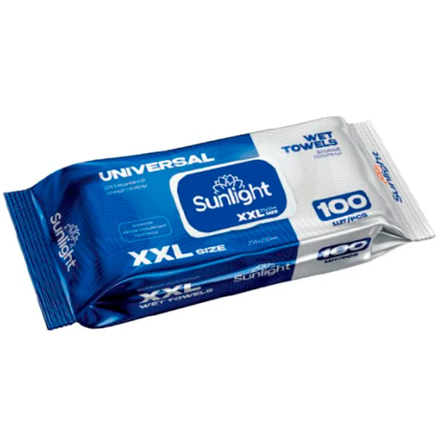 Влажные полотенца SUNLIGHT XXL Universal 100 шт — оптом на salfetki.kz