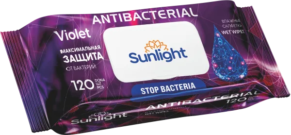 Влажные салфетки SUNLIGHT Antibacterial, 120 шт — оптом на salfetki.kz