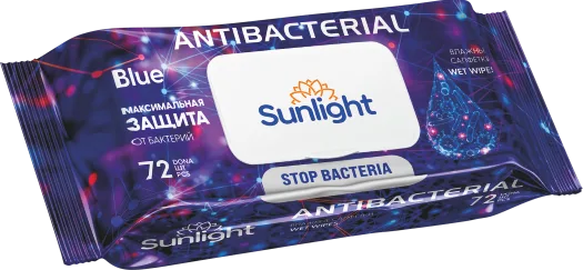 Влажные салфетки SUNLIGHT Antibacterial, VioletBlue, 72 шт — оптом на salfetki.kz