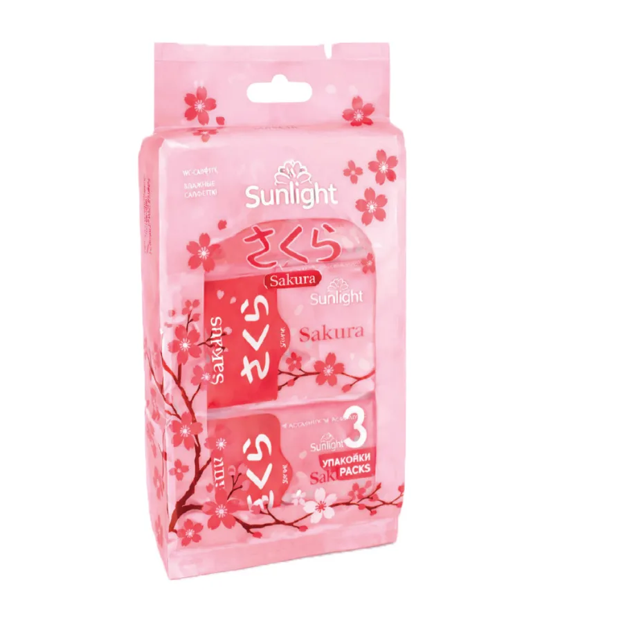 Влажные салфетки Sunlight Sakura 12 — оптом на salfetki.kz