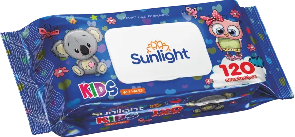 Влажные салфетки SUNLIGHT Standard Синий 120 шт — оптом на salfetki.kz