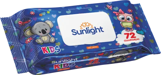 Влажные салфетки SUNLIGHT Standard Синий 72 шт — оптом на salfetki.kz