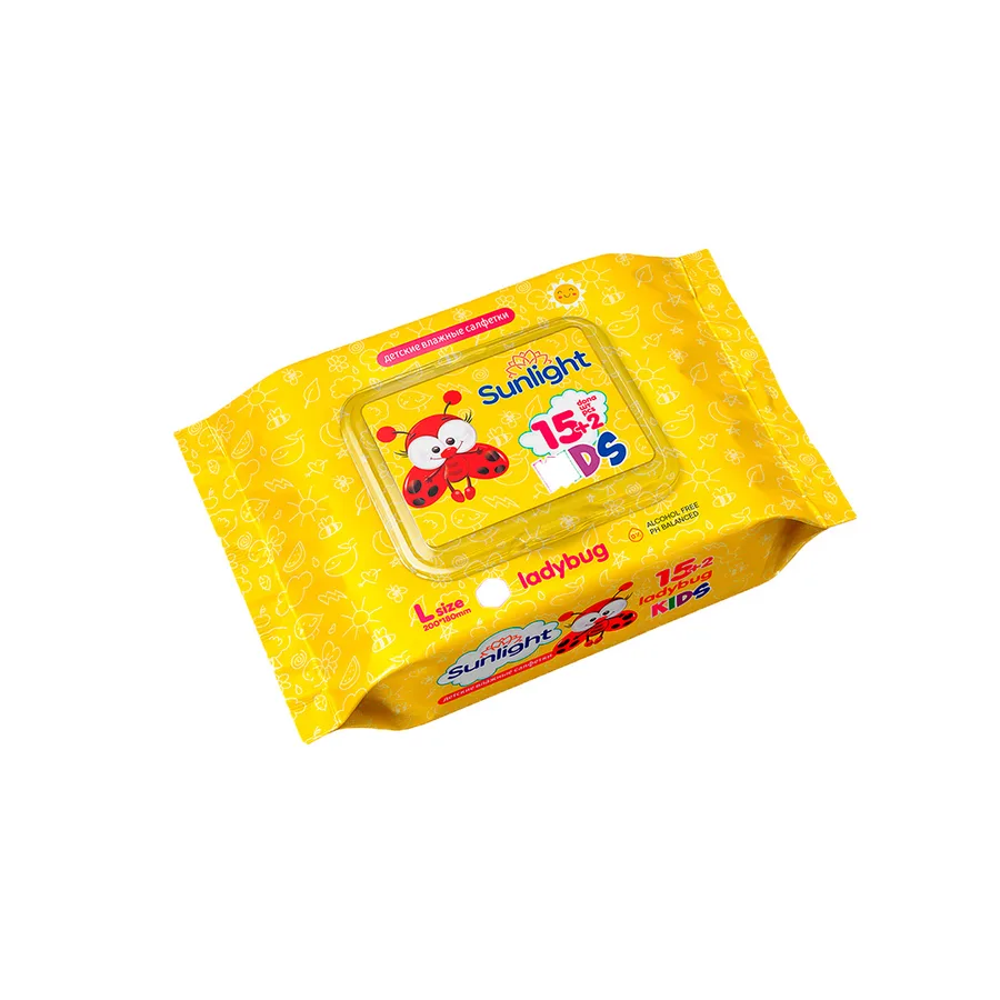 Влажные салфетки SUNLIGHT XL Божья коровка 17 ШТ — оптом на salfetki.kz